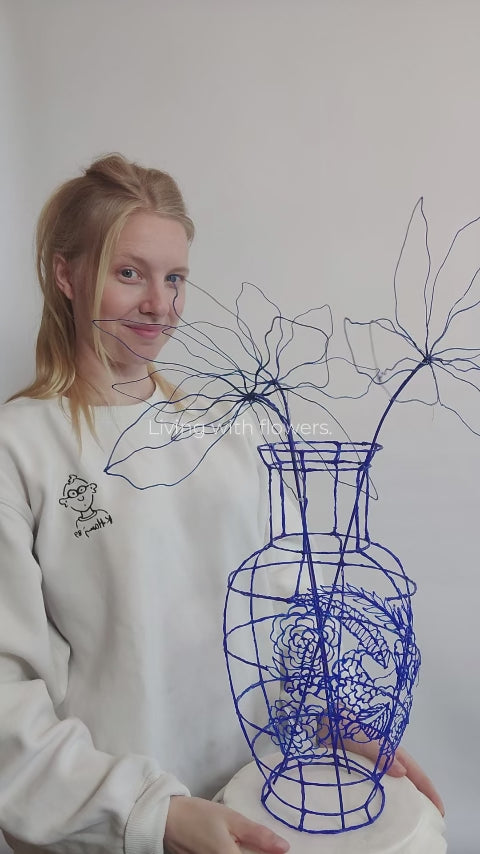 Sculpturale Bloemen + design vaas | Hemelsblauw