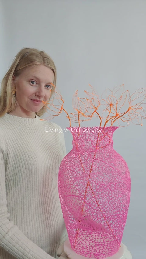 Sculpturale Bloemen + Design vaas | Roze Gloed