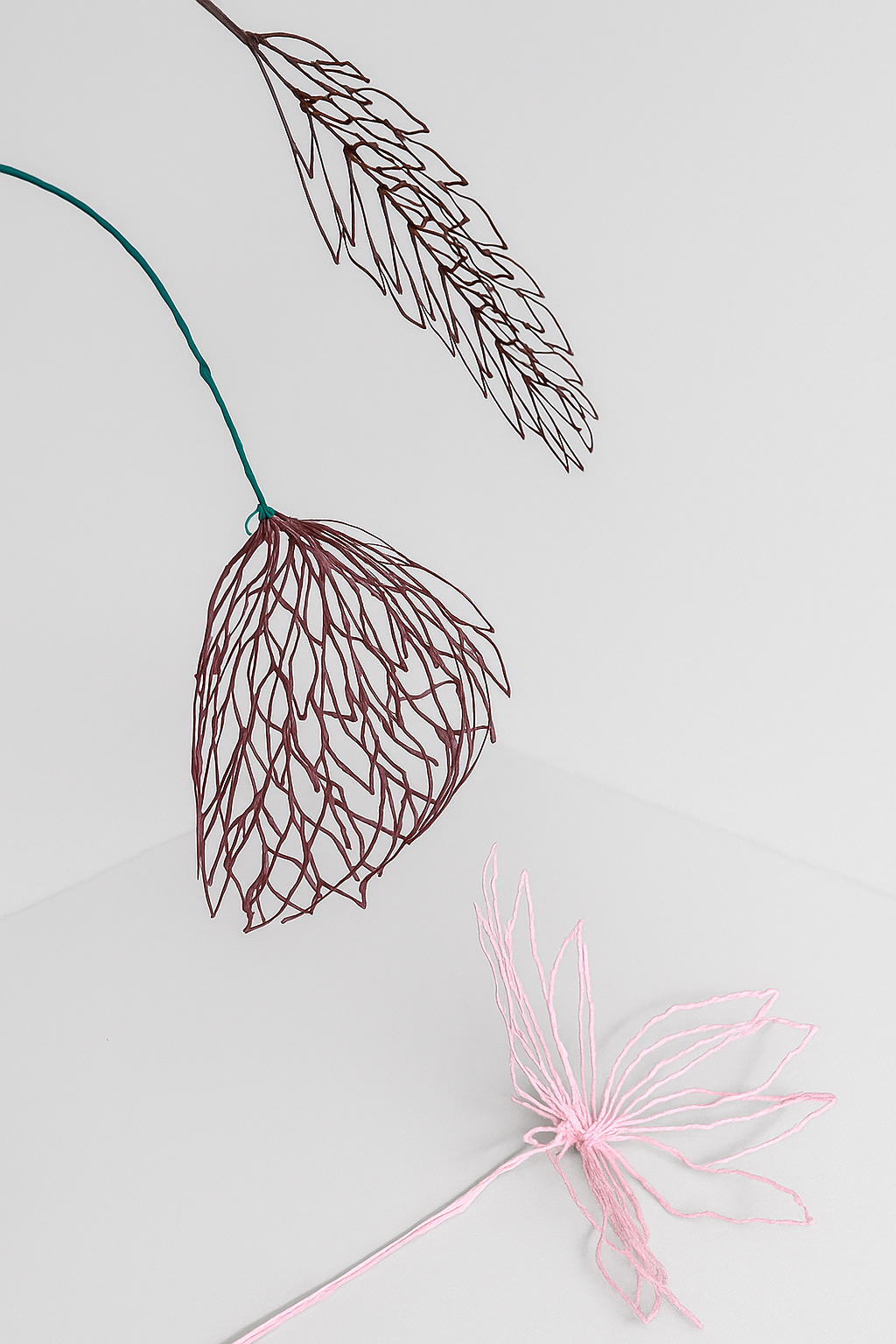 Pink flower + Brown leaves + brown/green flower